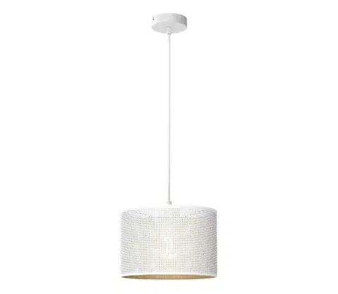 Svietidlá  Luster na lanku LOFT SHADE 1xE27/60W/230V pr. 25 cm biela/zlatá 5265