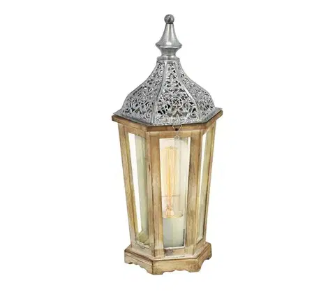 Lampy Eglo 54618 - LED Stolná lampa 1xE27/4W/230V strieborná/hnedá 54618