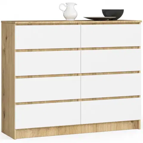 Komody a skrinky Moderná vysoká komoda, MICHALA120, dub Artisan / biela