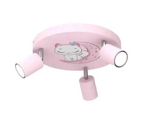 Svietidlá  Detské bodové svietidlo FUN 3xGU10/8W/230V ružová/mačka 9379