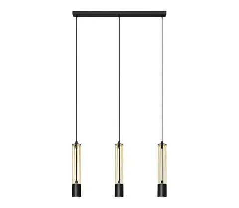Svietidlá  LED Luster na lanku BARS 3xGU10/4,8W/230V zlatá/čierna W-L 1115/3 BK+GO+BK