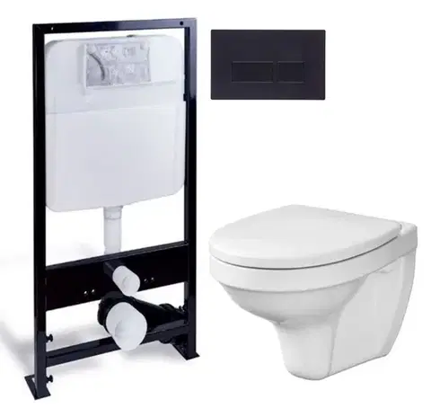 Závesné wc sety PRIM predstenový inštalačný systém s čiernym tlačidlom 20/0044 + WC CERSANIT DELFI + SEDADLO PRIM_20/0026 44 DE1