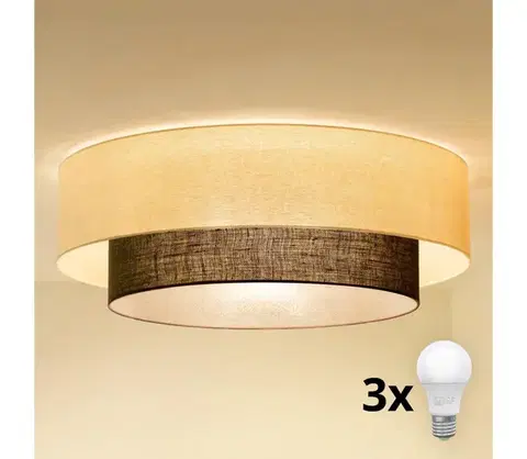 Svietidlá BRILAGI - LED Stropné svietidlo BOHO STYLE 3xE27/15W/230V pr. 80 cm krémová/hnedá 8590828028031