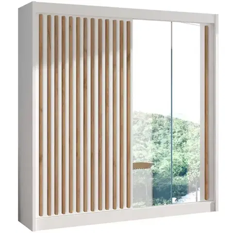 Šatníkové skrine Skriňa Ladder 203 biela/lamely dub craft