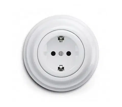 Predlžovacie káble Reblig - Retro domová zásuvka s rámikom SCHUKO 230V/16A snehovo biela RG0151+RG0160