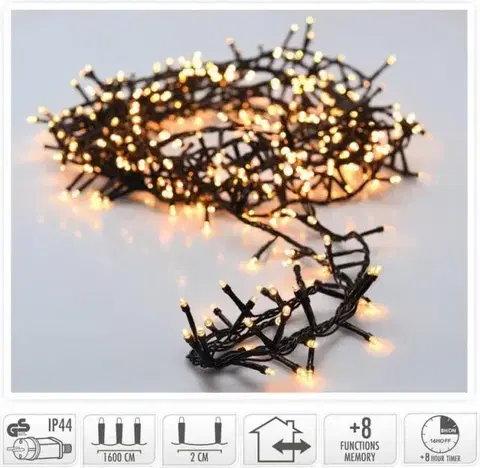 Vianočné osvetlenie Kinekus Svetlo vianočné 800 LED extra teplé biele, s časovačom, s funkciami, na 240 cm stromček, vonkajšie/vnútorné