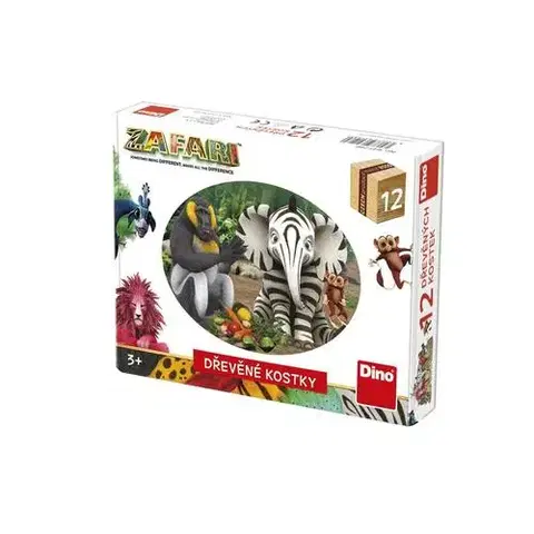 Obrázkové kocky Dino Toys Drevené kocky Zafari 12 Dino