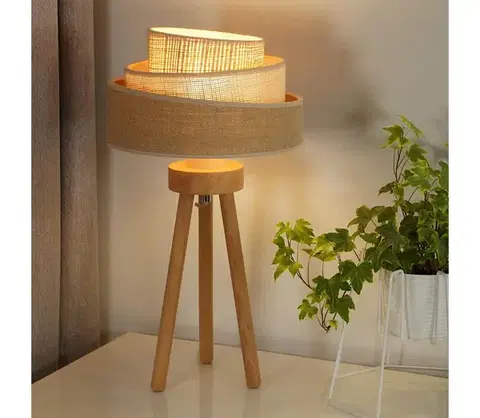 Lampy  - Stolná lampa YUTE TRIO 1xE27/15W/230V pr. 25 cm hnedá/šedá/béžová 603836