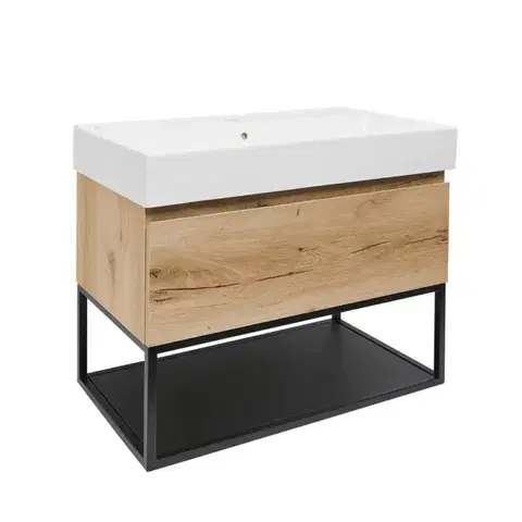 Kúpeľňový nábytok Kúpeľňová skrinka s umývadlom SAT B-WAY 59x30x45 cm dub mat BWAY60OAKFU2 BWAY60OAKFU2