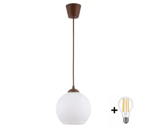 Svietidlá BRILAGI - LED luster na lanku RETRO GLASS 1xE27/60W/230V pr. 15 cm hnedá/biela NSTK7432+TK8611A
