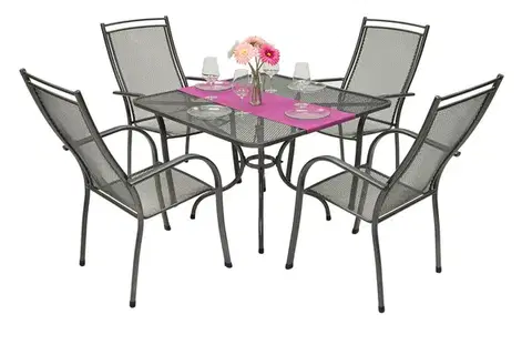 Kovové záhradné jedálenské zostavy Záhradná kovová zostava PALMA IV. 1+4 Stôl 90 x 90 cm (CT0312)