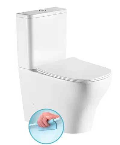 Záchody SAPHO - BELLO RIMLESS WC kombi, spodný/zadný odpad, biela PC103WR