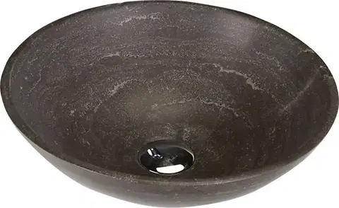 Sanitárna keramika SAPHO - BLOK 1 kamenné umývadlo priemer 40cm, matný tmavý kameň 2401-02