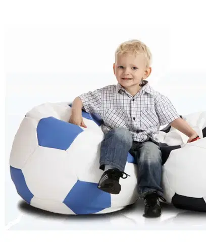 Sedacie vaky a kocky Sedací vak malá bielo modrá futbalová lopta TiaHome