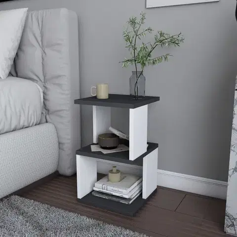 Nočné stolíky Nočný stolík Carter - Anthracite, White