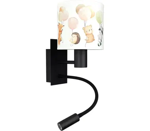 Svietidlá BRILAGI - LED flexibilná lampa BOBO 1xE27/25W/230V + LED/3W čierna/biela/so zvieratkami BG1558+BG5577