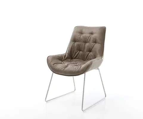 Jedálenské stoličky DELIFE Jedálenská stolička Taimi-Flex mikrovlákno taupe vintage tenká podstava nerezová oceľ