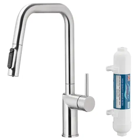 Drezové batérie stojankové Drezová batéria Duero Pure Style Inox s filtráciou vody výsuvný výtok