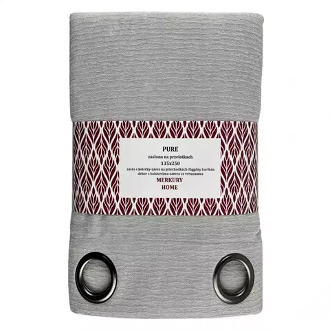 Závesy do spálne Záves Pure na priechodkách 135x250 svetlo šedá Merkury Home