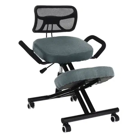 Jedálenské stoličky KONDELA Rufus ergonomická kľakačka na kolieskach sivá / čierna