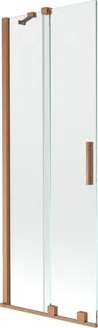 Sprchové dvere MEXEN/S - Velar Dvojkrídlová posuvná vaňová zástena 75 x 150, transparent, kartáčovaná meď 896-075-000-01-65