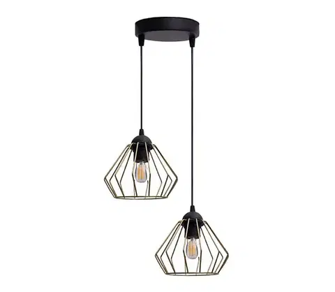 Svietidlá HEXE Luster na lanku CEED GOLD 2xE27/60W/230V pr. 28 cm čierna/zlatá 0725