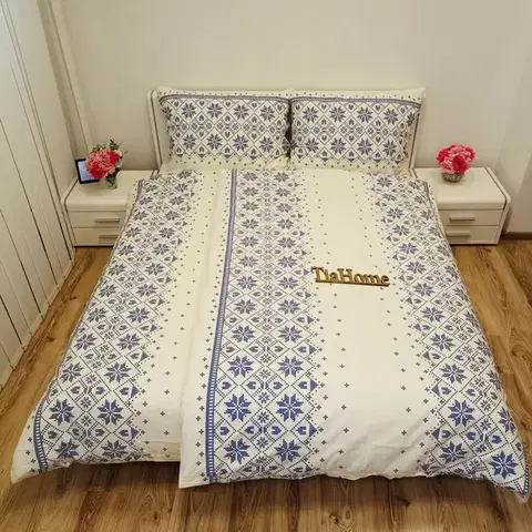 Obliečky Obliečky bavlnené Etnico modré TiaHome - 1x Vankúš 90x70cm, 1x Paplón 140x200cm