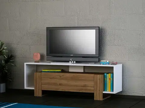 TV stolíky MARRY úzky TV stolík, biela/orech