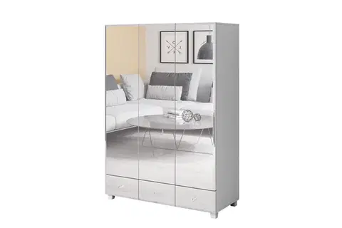 Šatníkové skrine BENNALIA šatníková skriňa 2497JG19, biela/zrkadlo
