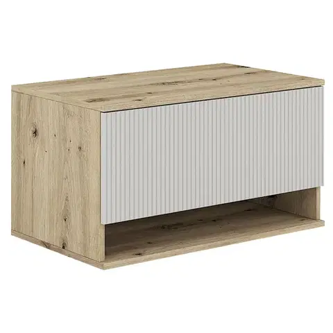 Kúpeľňový nábytok KONDELA Colos 80 kúpeľňová skrinka pod umývadlo dub artisan / kašmír