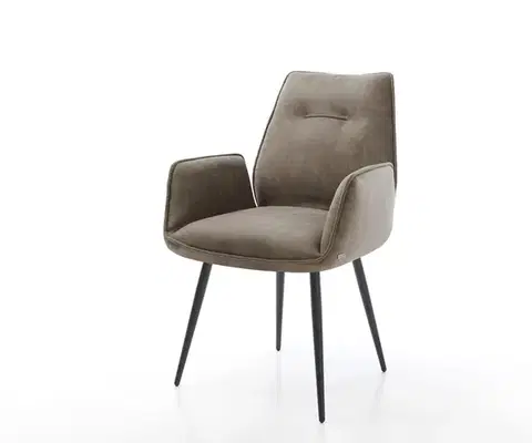 Jedálenské stoličky DELIFE Jedálenská stolička Zoa-Flex mikrovlákno taupe vintage 4-nohá zúžená čierna vrecková pružina
