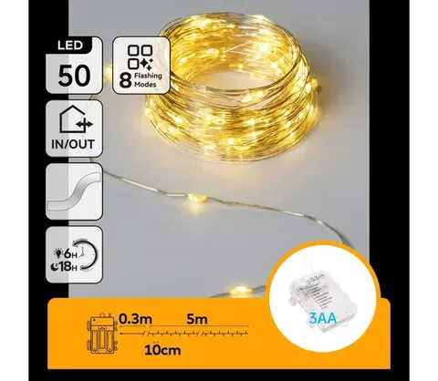 LED osvetlenie  B.V.  - LED reťaz 50xLED/3xAA 5,3m teplá biela B10303K19
