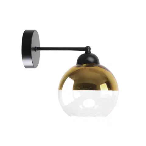 Nástenné svetlá Nástenná lampa Contessa čierna 1X40 E27 zlaté tienidlo