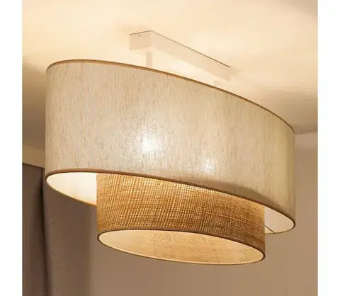 Svietidlá  - Prisadený luster DOUBLE OVAL NATURE 2xE27/15W/230V krémová/béžová 604567