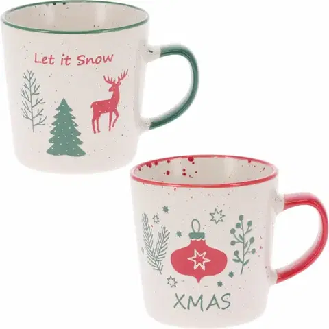 Hrnčeky a šálky Súprava 2 kameninových hrnčekov Let It Snow/Xmas 350 ml