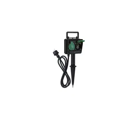 Záhradné lampy  PG01 - Vonkajší záhradný stĺpik so zásuvkami IP44 + gumový kábel 1,5 m PG01