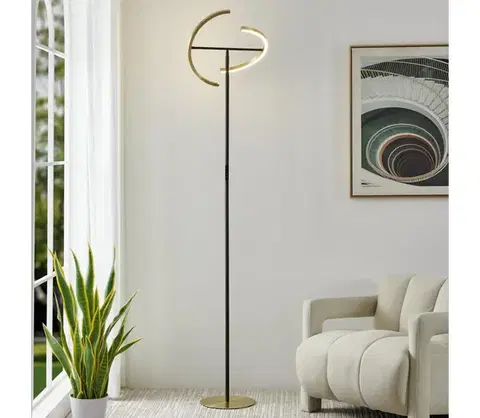 Lampy Eglo 901973-LED Stmievateľná stojacia lampa CASTELPOTO 2xLED/8,8W/230V zlatá/čierna 901973