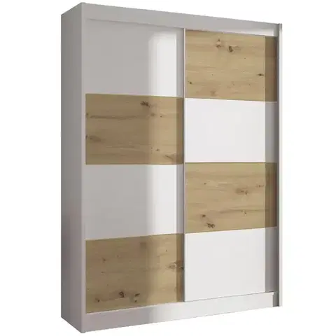 Šatníkové skrine Skriňa DUO 150 biela/artisan