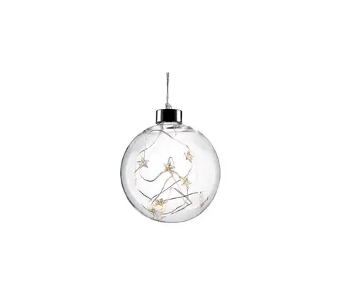 Vianočné osvetlenie  1V204 LED vianočná gula sklenená, 10LED, 2x AA, IP20