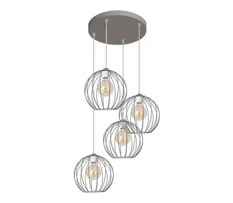 Svietidlá  Luster na lanku MERCURE 4xE27/15W/230V šedá W-KD 1388/4 GR