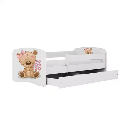 Postele pre dievčatá Detská Posteľ. Babydreams+Sz+M Biela 80x160 Medveď s kvetmi