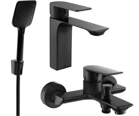 Kúpeľňové batérie MEXEN/S - Alexa SET umývadlová + vaňová batéria s príslušenstvom R62, čierna 71203R62-70
