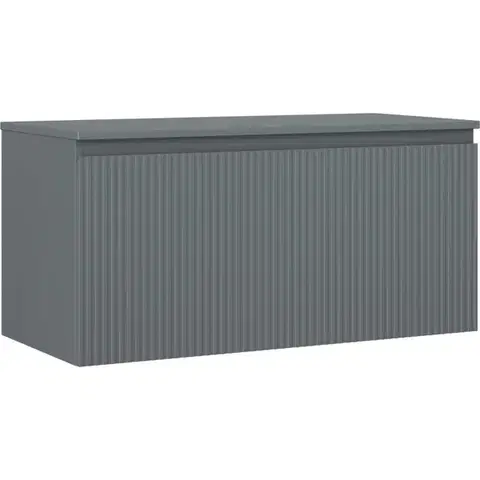 Kúpeľňový nábytok MEXEN/S - Rivel kúpeľňová skrinka pod umývadlo 100 cm s doskou, 1 šuplík, reliéf, grafit mat 91A20-10047-1-BFC66