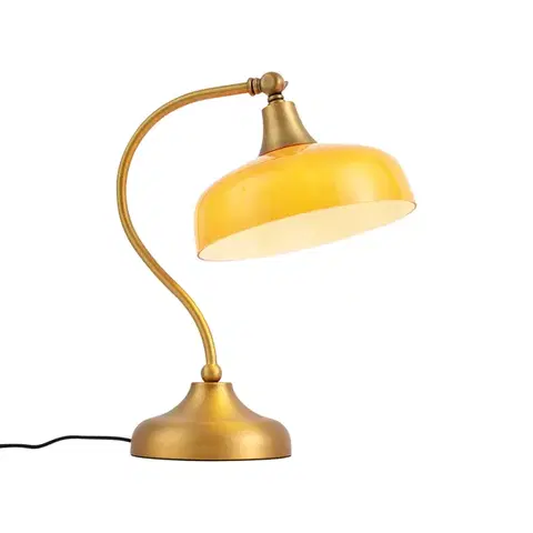 Stolné lampy Klasická stolná lampa bronzová s oranžovým opálovým sklom - Clerk