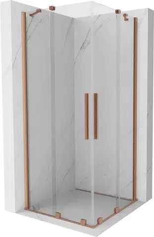 Sprchovacie kúty MEXEN/S - Velar Duo štvorcový sprchovací kút 100 x 100, transparent, meď kartáčovaná 871-100-100-02-65