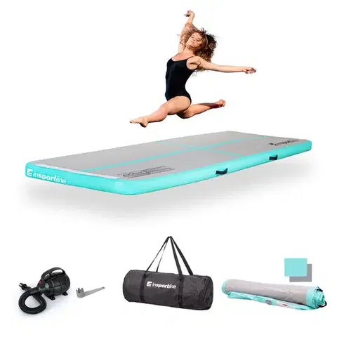 Žinenky Airtrack inSPORTline Airstunt 300x100x10 cm bielo-modrý s elektrickou pumpou