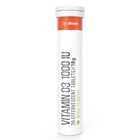 Vitamín D GymBeam Šumivý Vitamín D3 1000 IU 20 tab. zelené jablko