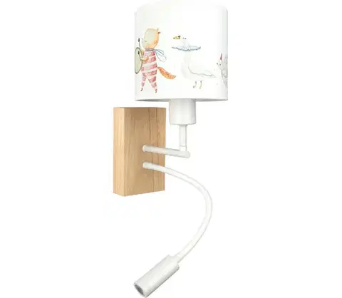 Svietidlá BRILAGI - LED Flex. lampa BOBO WOOD 1xE27/25W/230V + LED/3W dub/biela/zvieratká BG1565+BG5576