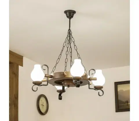 Svietidlá BRILAGI - Luster na reťazi TIMONA 4xE14/40W/230V priemer 50 cm buk/orech EX-01003