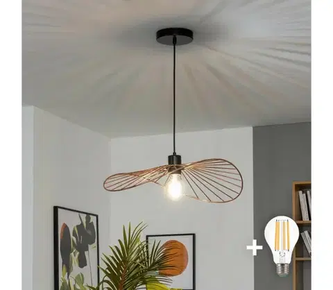 Svietidlá BRILAGI - LED závesný luster CERIA WIRE 1xE27/40W/230V 40x56 cm bronz BG3987+EG300151